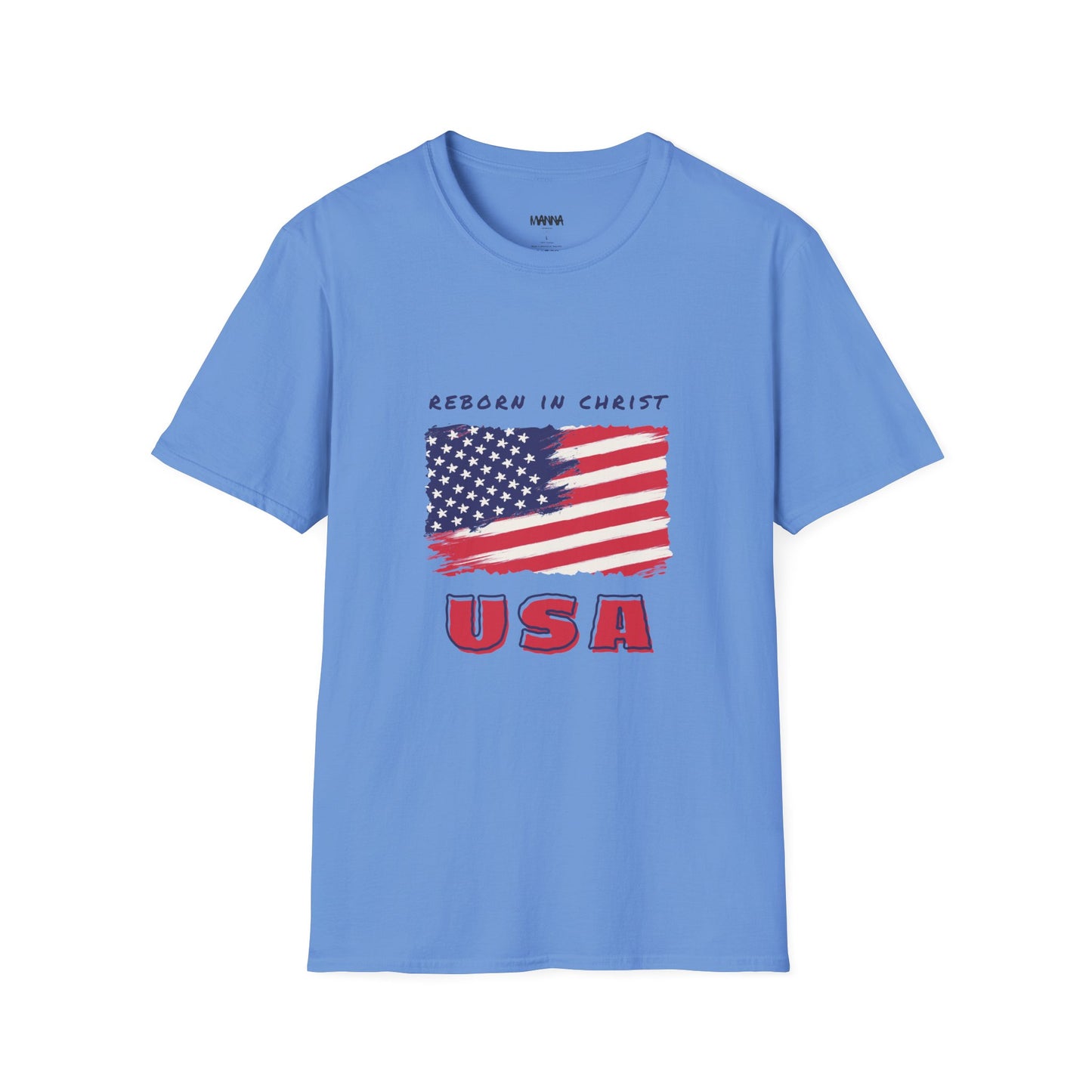 Unisex Softstyle T-Shirt - 'Reborn in Christ USA' Patriotic Graphic Tee