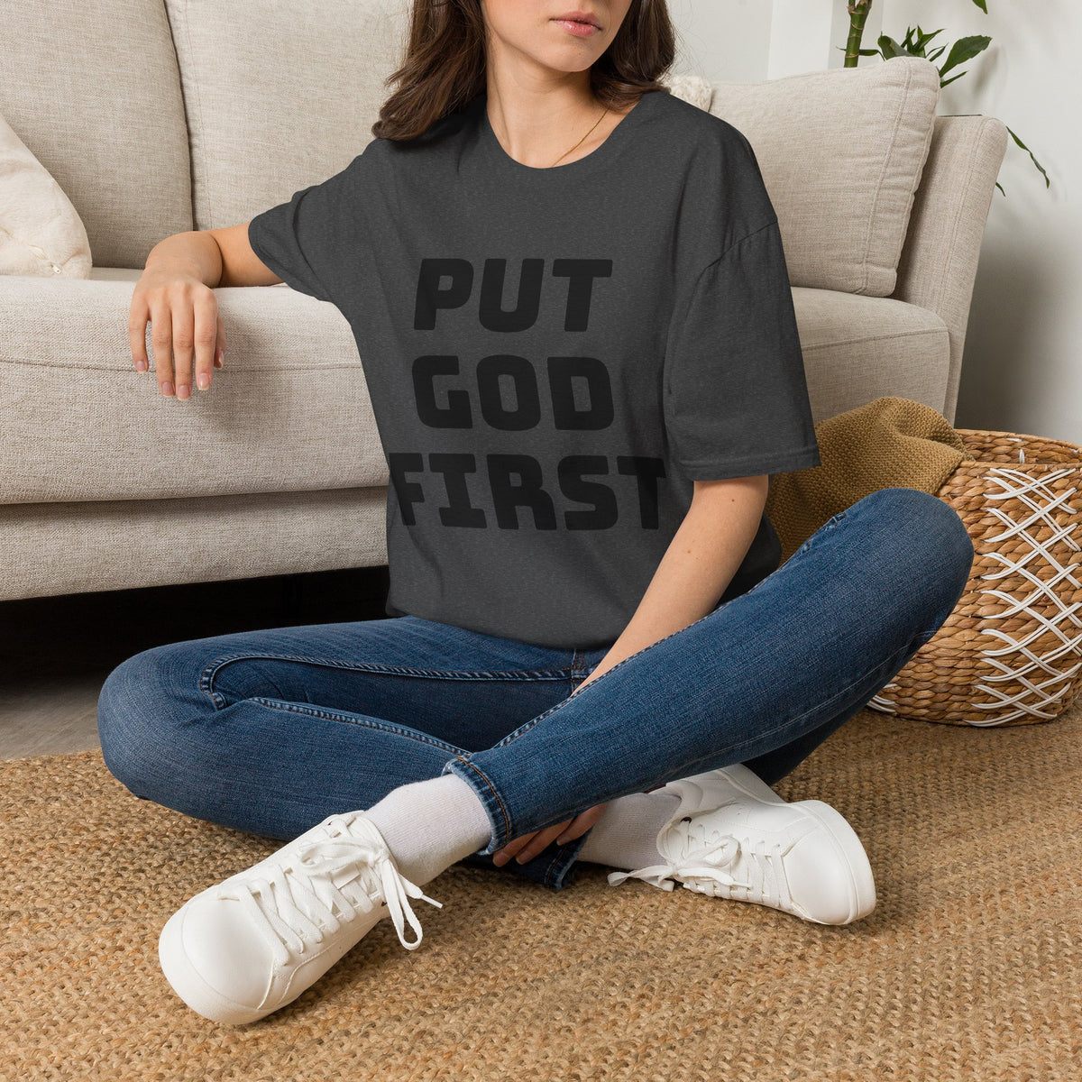 Put God First T-Shirt — Faith-Based Christian Tee (MannaJohn3:31 Back Design)