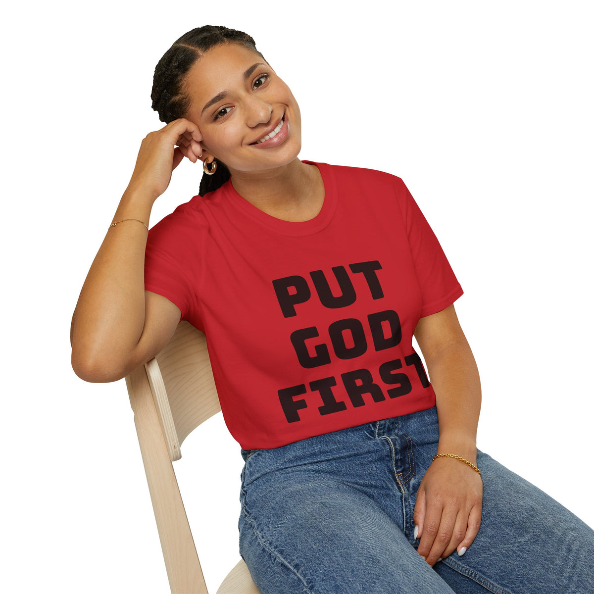 Put God First T-Shirt — Faith-Based Christian Tee (MannaJohn3:31 Back Design)