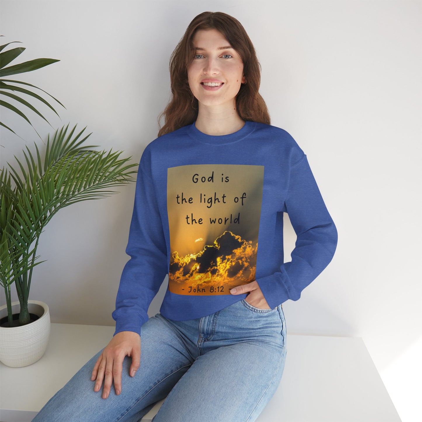 Faith & Family Unisex Heavy Blend™ Crewneck Sweatshirt - 'God is the Light of the World' & 'Best Mom Ever' Design