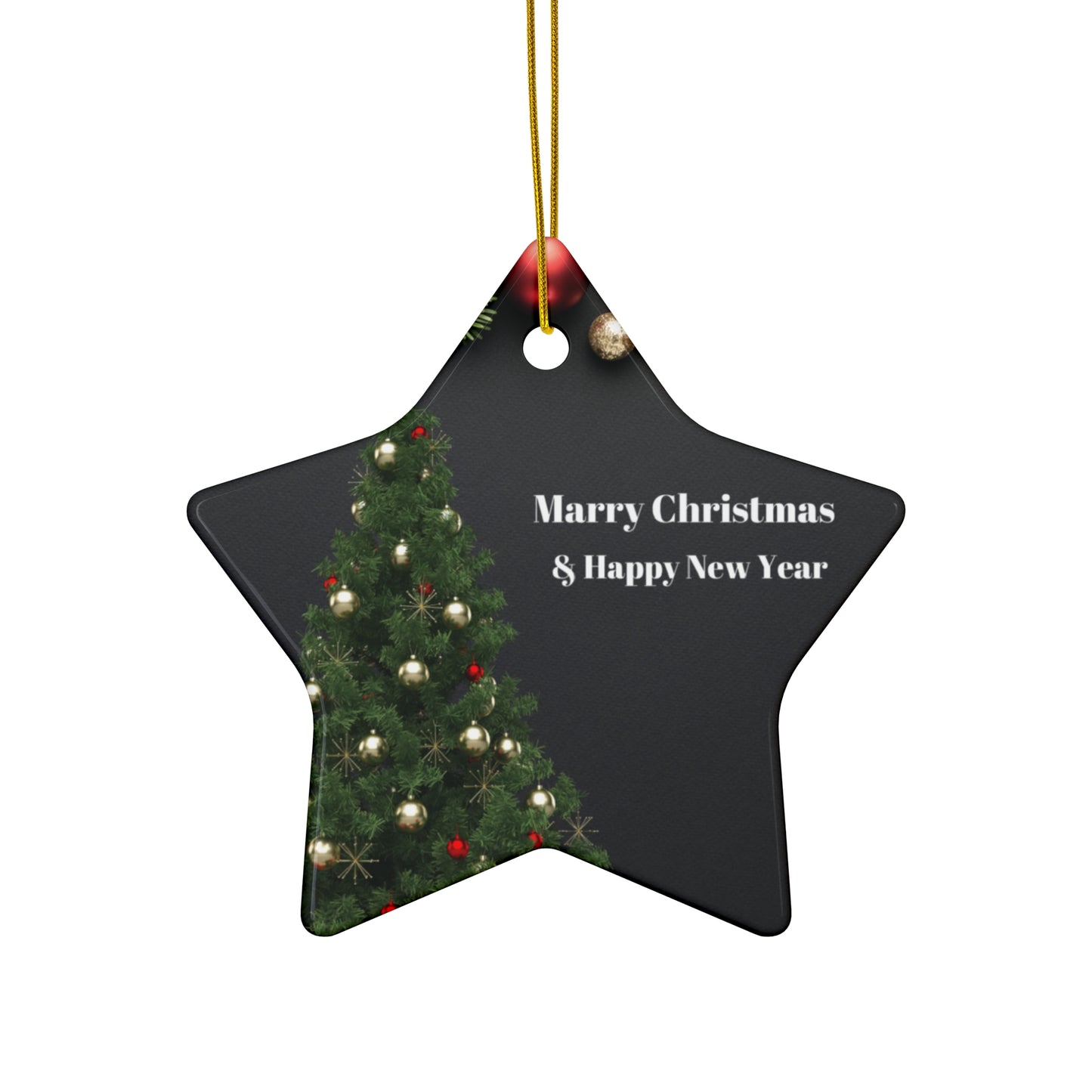 Personalized Christmas Ceramic Ornament - Celebrate with Joyful Holiday Greetings