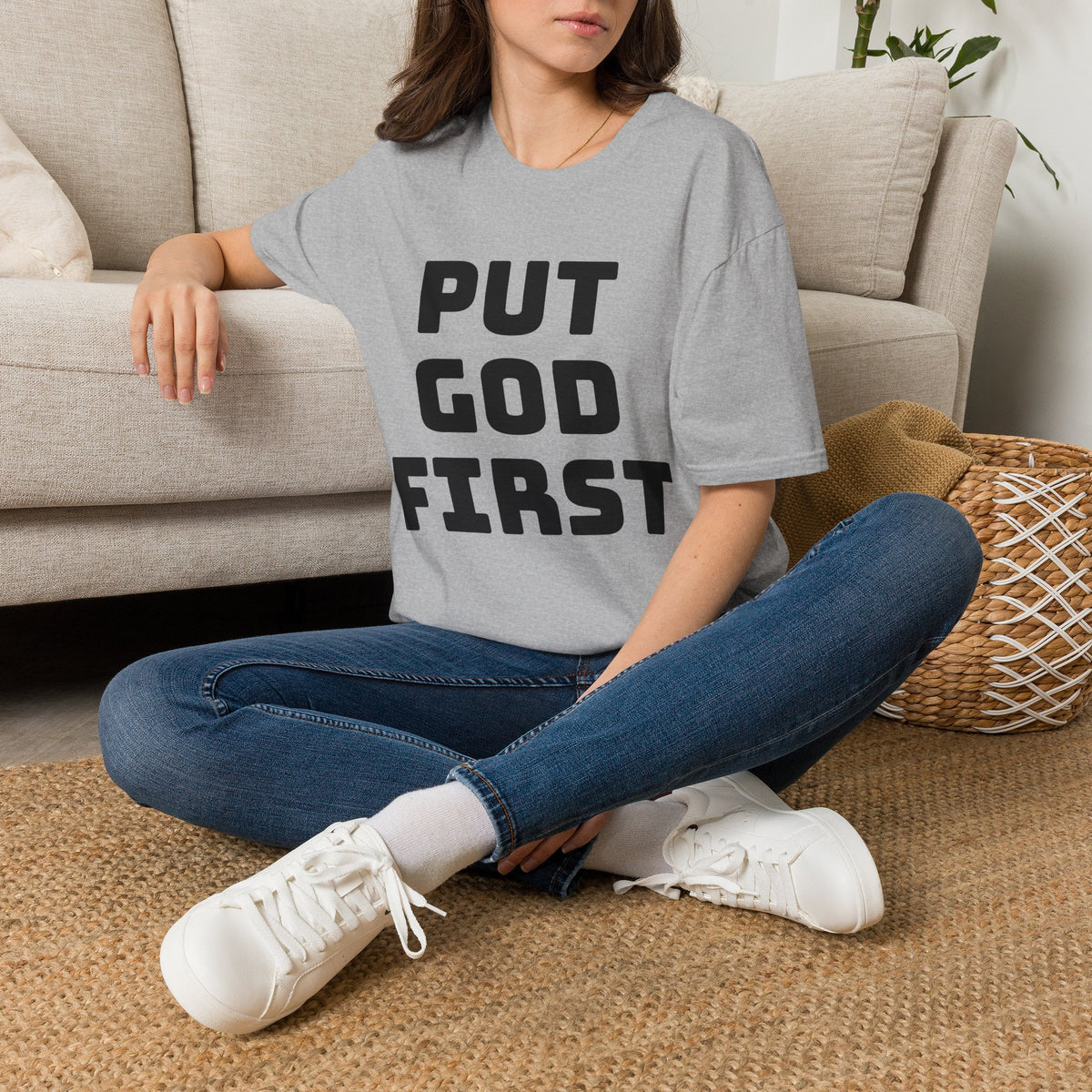 Put God First T-Shirt — Faith-Based Christian Tee (MannaJohn3:31 Back Design)