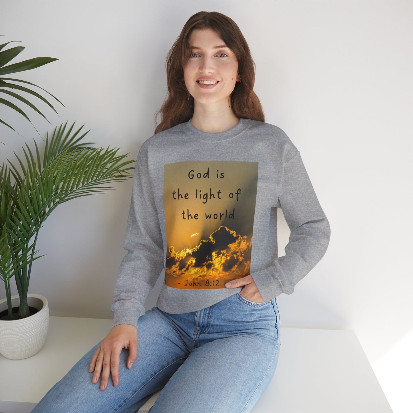 Faith & Family Unisex Heavy Blend™ Crewneck Sweatshirt - 'God is the Light of the World' & 'Best Mom Ever' Design