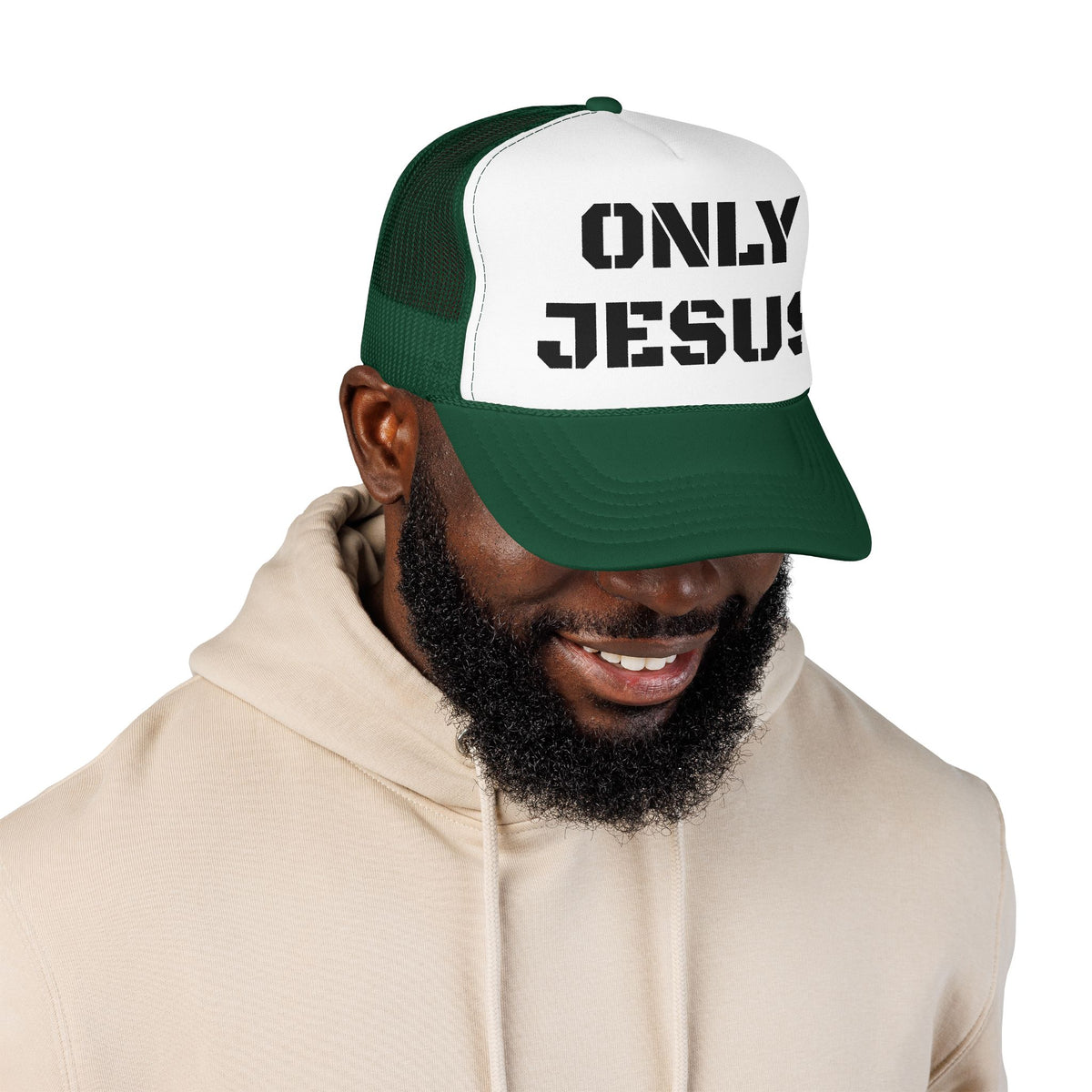 Trucker Hat — "Only Jesus" Embroidered Foam Cap