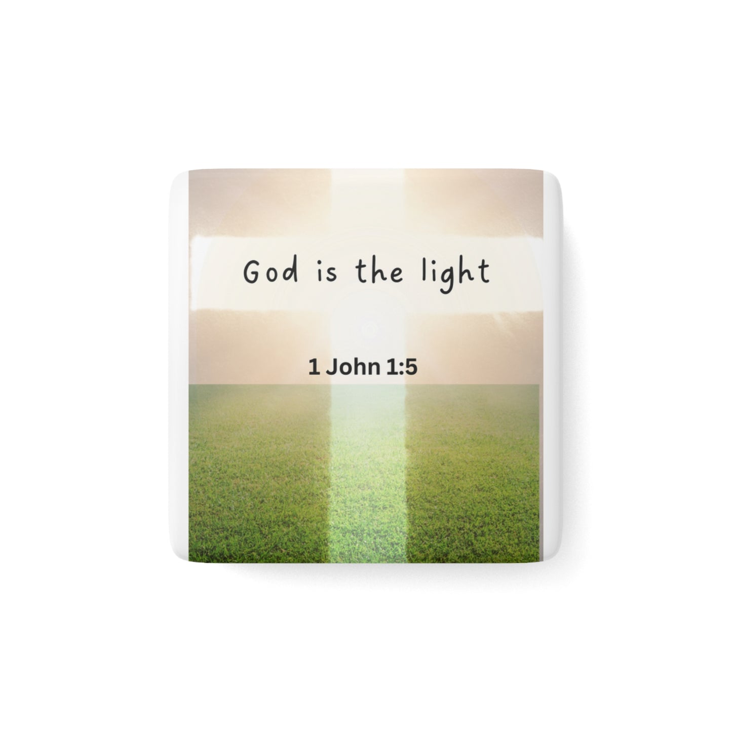 Inspirational Faith Magnet - 'God is the Light' | Square Porcelain Decor