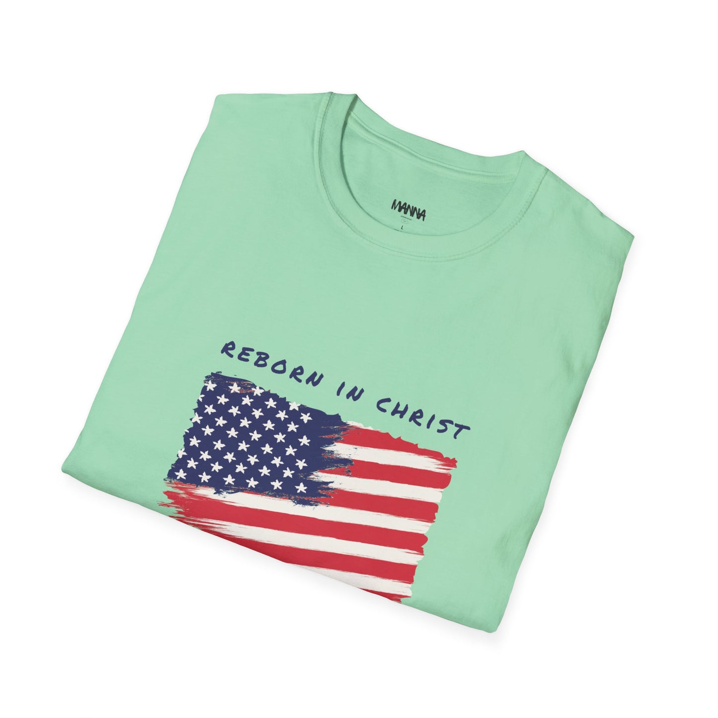 Unisex Softstyle T-Shirt - 'Reborn in Christ USA' Patriotic Graphic Tee