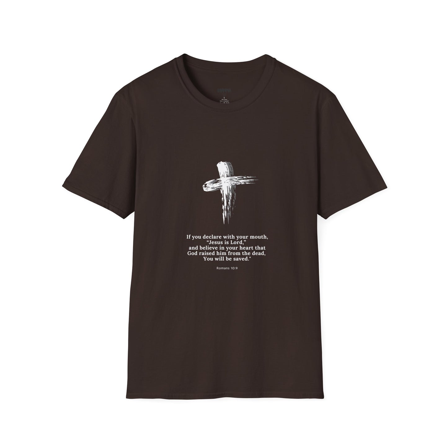 Faith-Inspired Unisex Softstyle T-Shirt - Romans 10:9 Graphic Tee