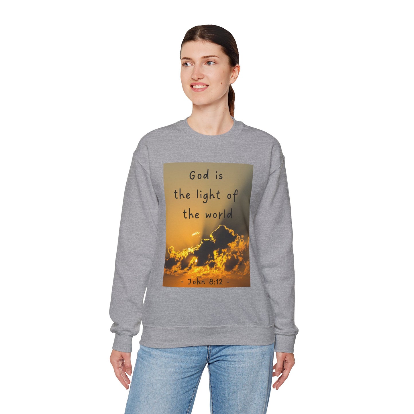 Faith & Family Unisex Heavy Blend™ Crewneck Sweatshirt - 'God is the Light of the World' & 'Best Mom Ever' Design