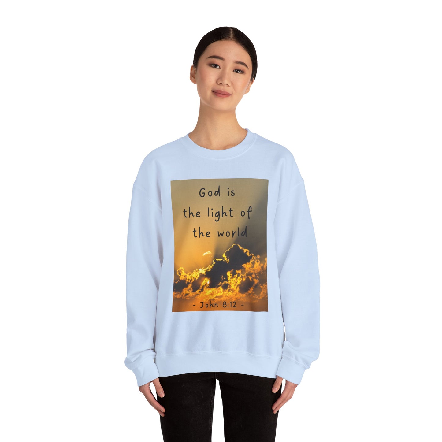 Faith & Family Unisex Heavy Blend™ Crewneck Sweatshirt - 'God is the Light of the World' & 'Best Mom Ever' Design