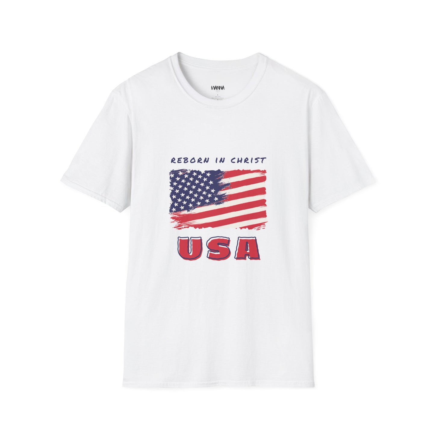 Unisex Softstyle T-Shirt - 'Reborn in Christ USA' Patriotic Graphic Tee