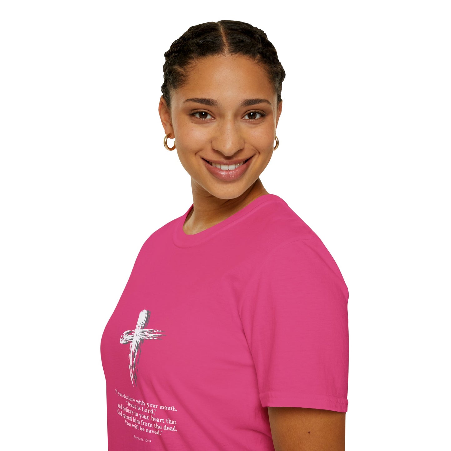 Faith-Inspired Unisex Softstyle T-Shirt - Romans 10:9 Graphic Tee