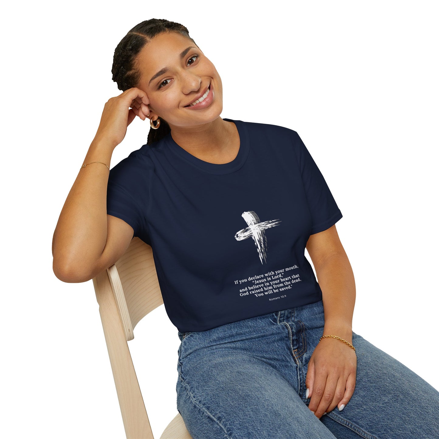 Faith-Inspired Unisex Softstyle T-Shirt - Romans 10:9 Graphic Tee