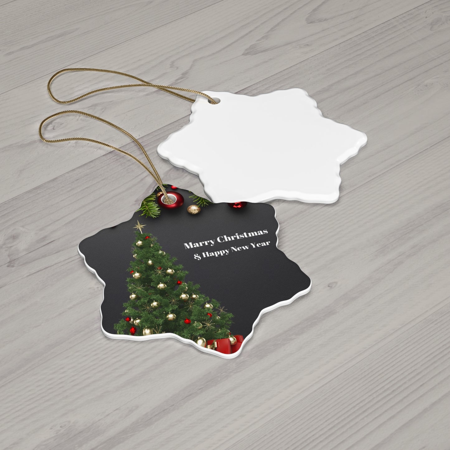 Personalized Christmas Ceramic Ornament - Celebrate with Joyful Holiday Greetings