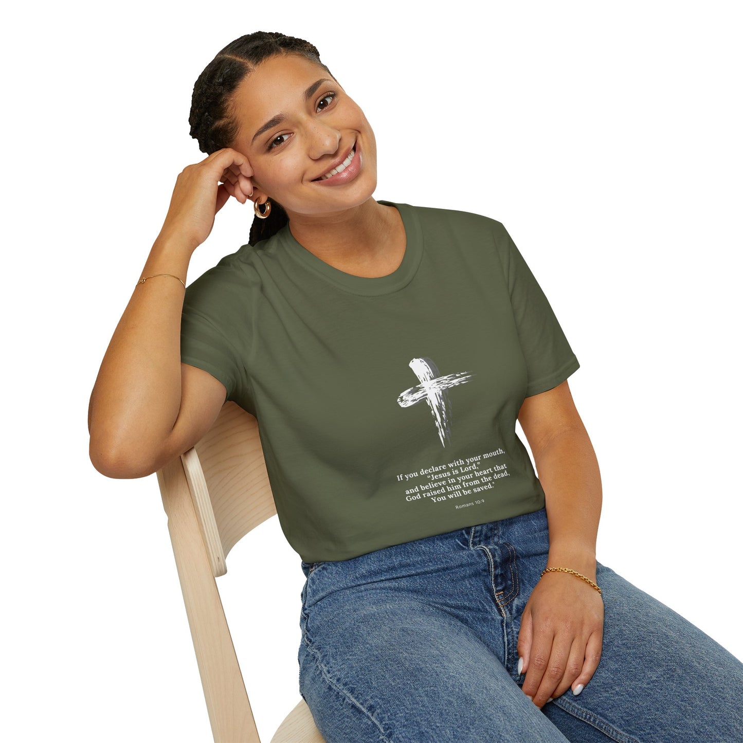 Faith-Inspired Unisex Softstyle T-Shirt - Romans 10:9 Graphic Tee