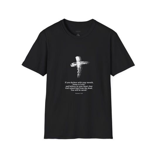 Faith-Inspired Unisex Softstyle T-Shirt - Romans 10:9 Graphic Tee