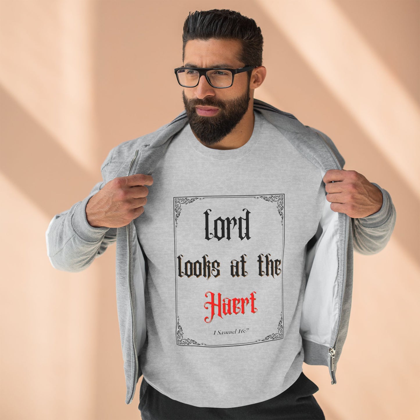 Faith-Inspired Unisex Crewneck Sweatshirt – 'Lord Looks at the Heart'