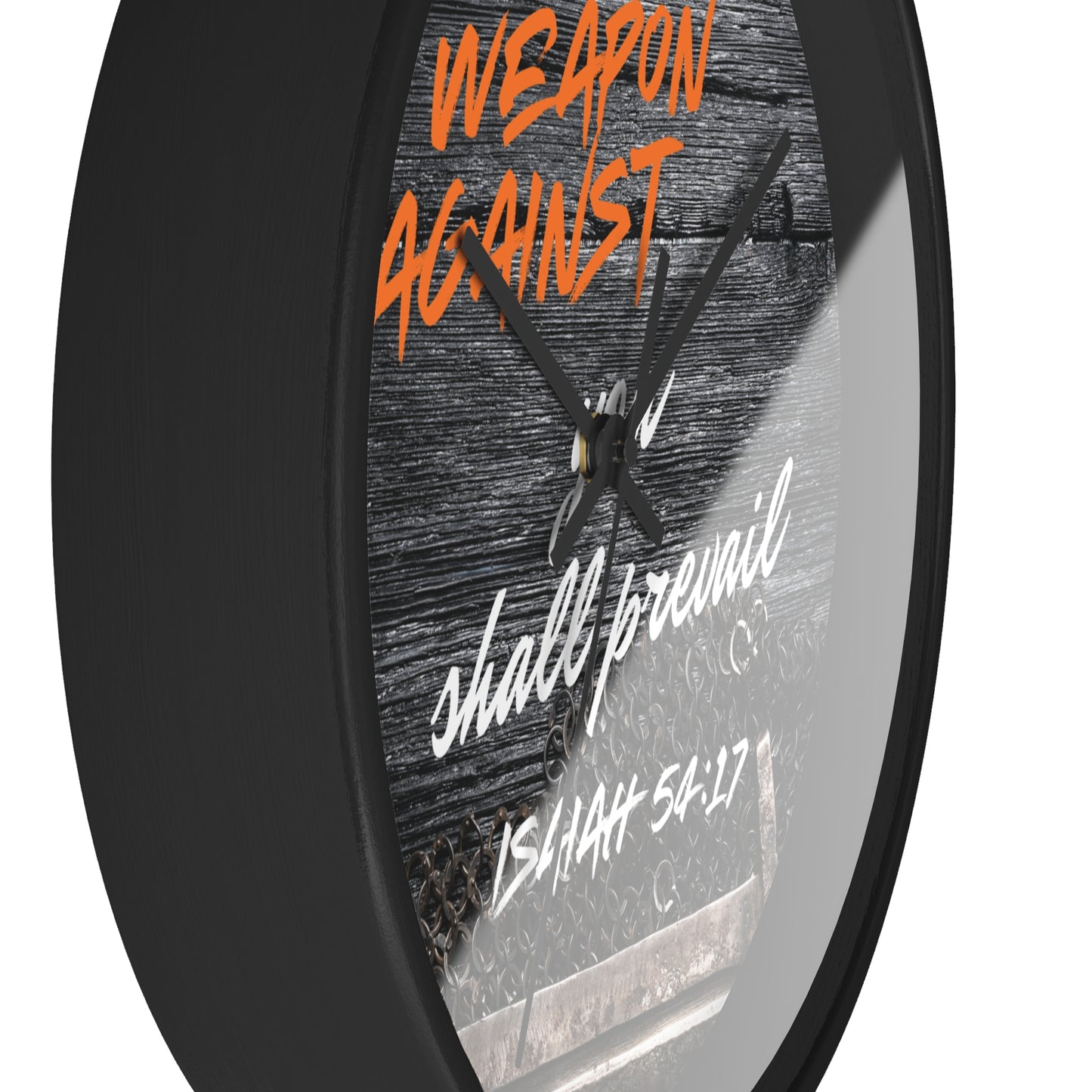 Inspirational Wall Clock - "No Weapon Against You Shall Prevail" - Isaiah 54:17