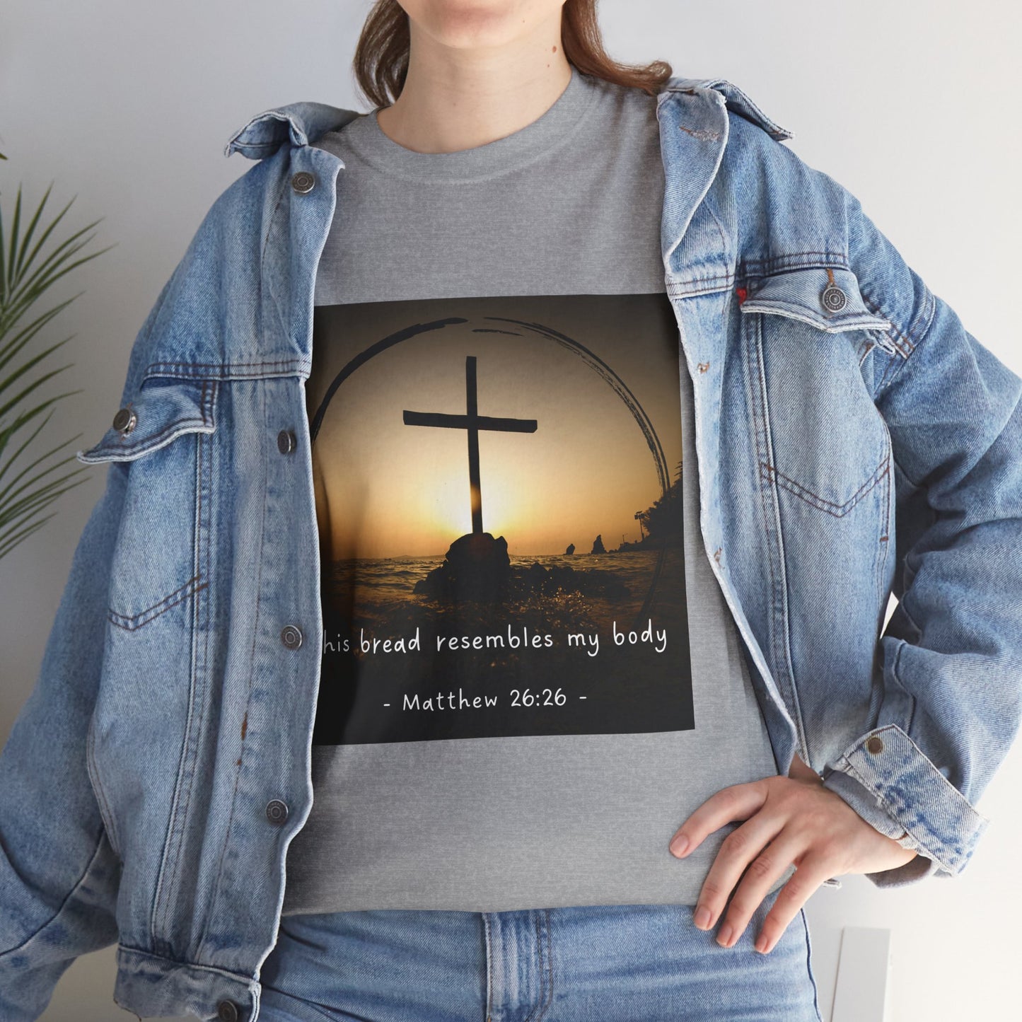 Inspirational Unisex Heavy Cotton Tee: 'This Bread Resembles My Body'