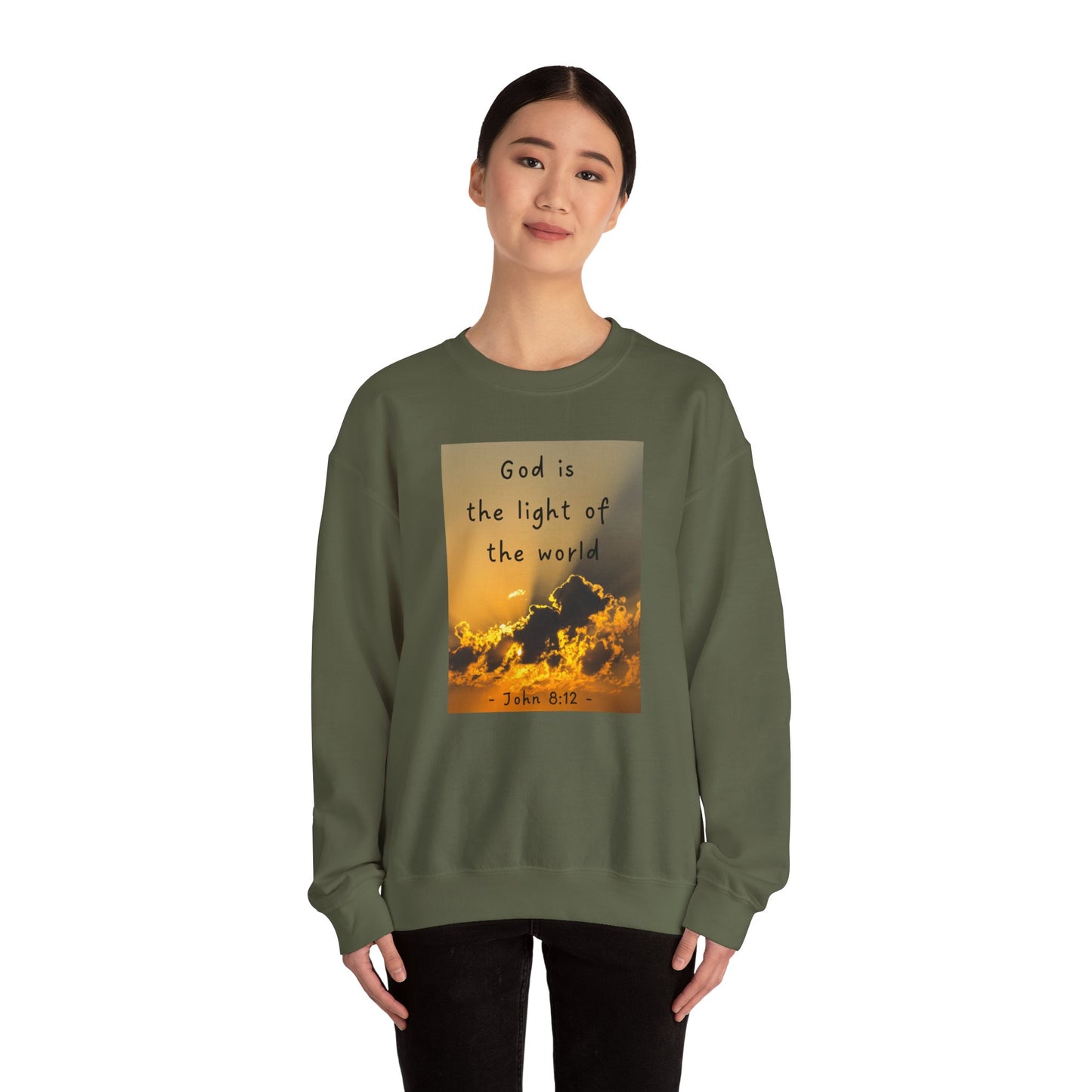 Faith & Family Unisex Heavy Blend™ Crewneck Sweatshirt - 'God is the Light of the World' & 'Best Mom Ever' Design