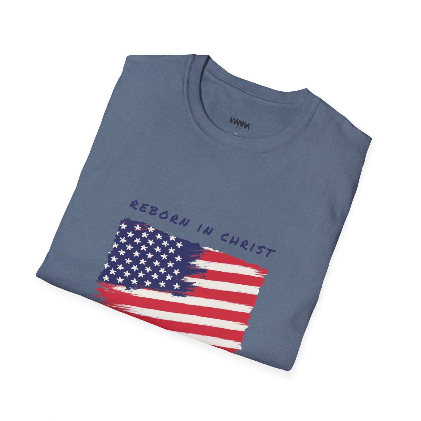 Unisex Softstyle T-Shirt - 'Reborn in Christ USA' Patriotic Graphic Tee