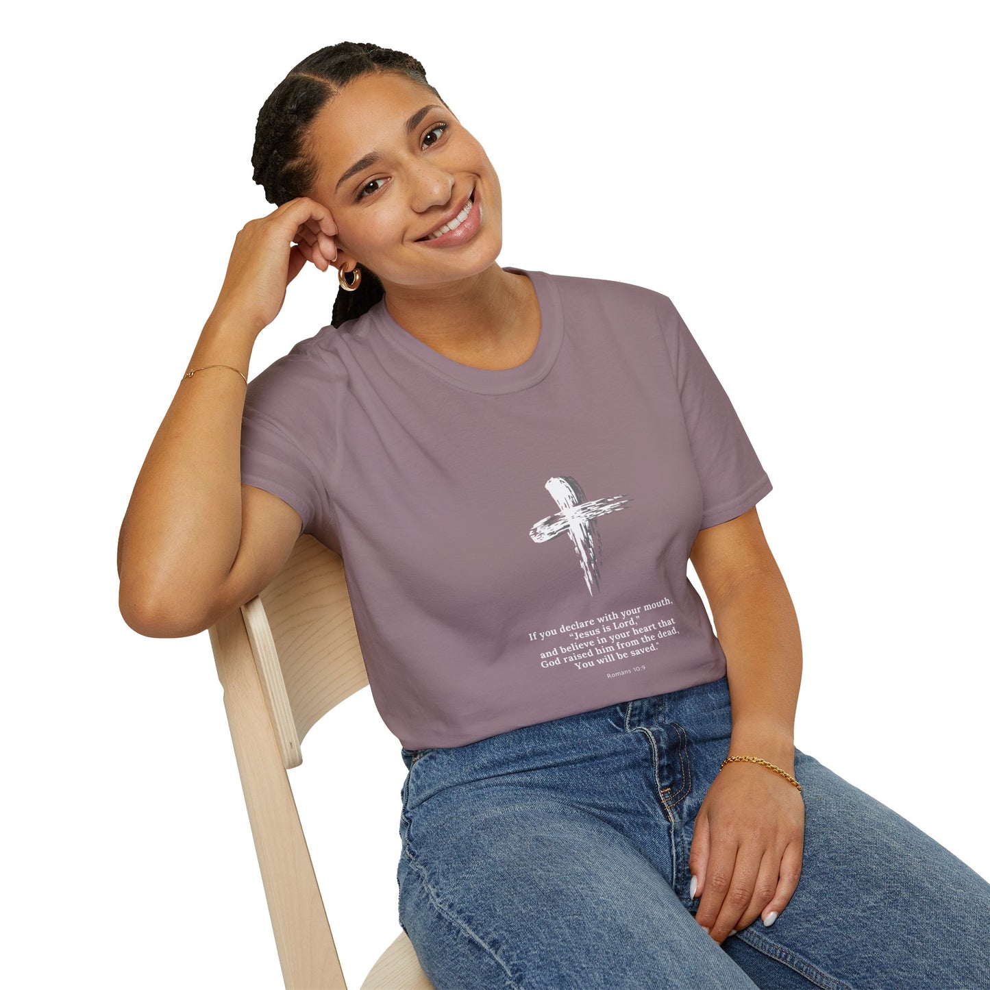 Faith-Inspired Unisex Softstyle T-Shirt - Romans 10:9 Graphic Tee