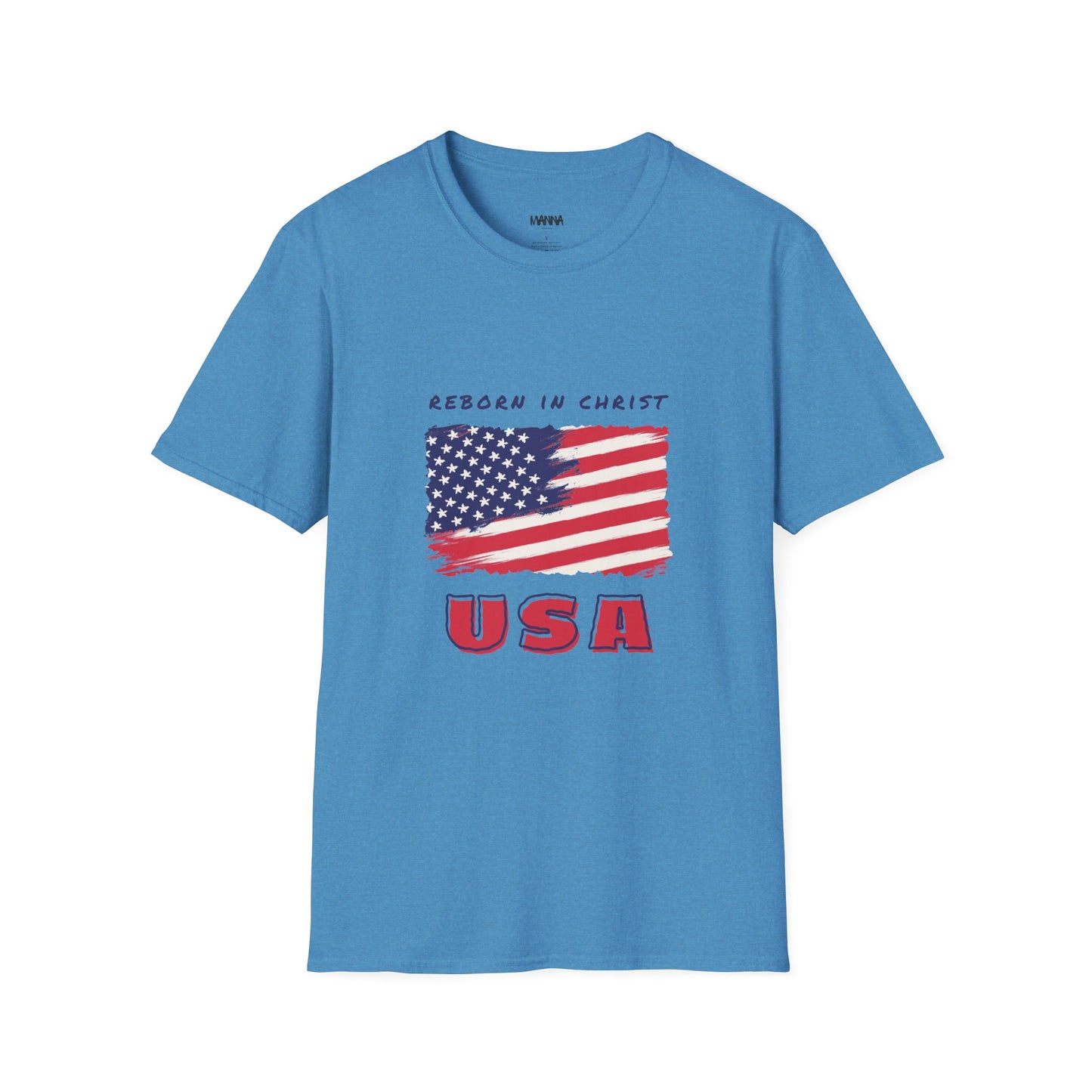 Unisex Softstyle T-Shirt - 'Reborn in Christ USA' Patriotic Graphic Tee