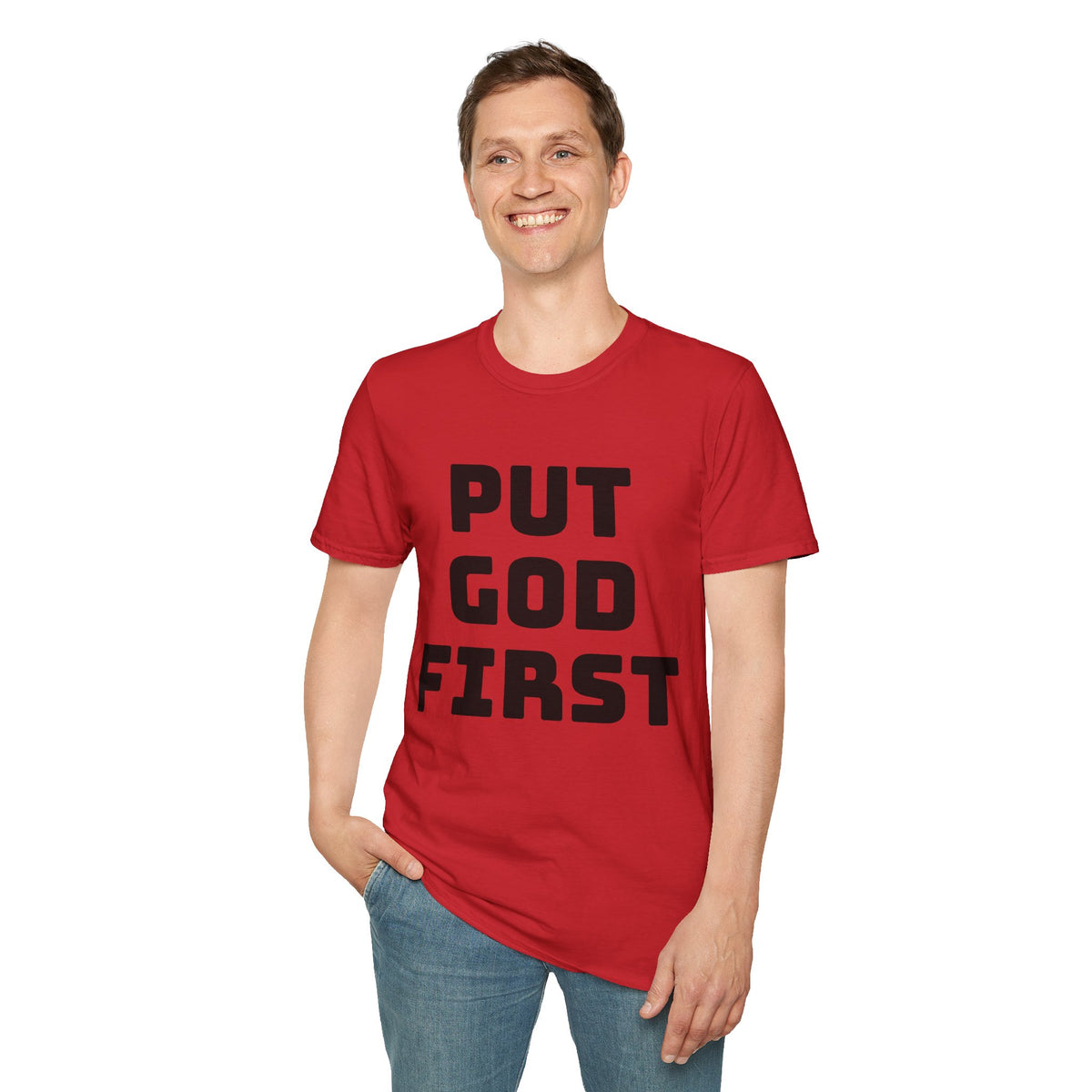 Put God First T-Shirt — Faith-Based Christian Tee (MannaJohn3:31 Back Design)