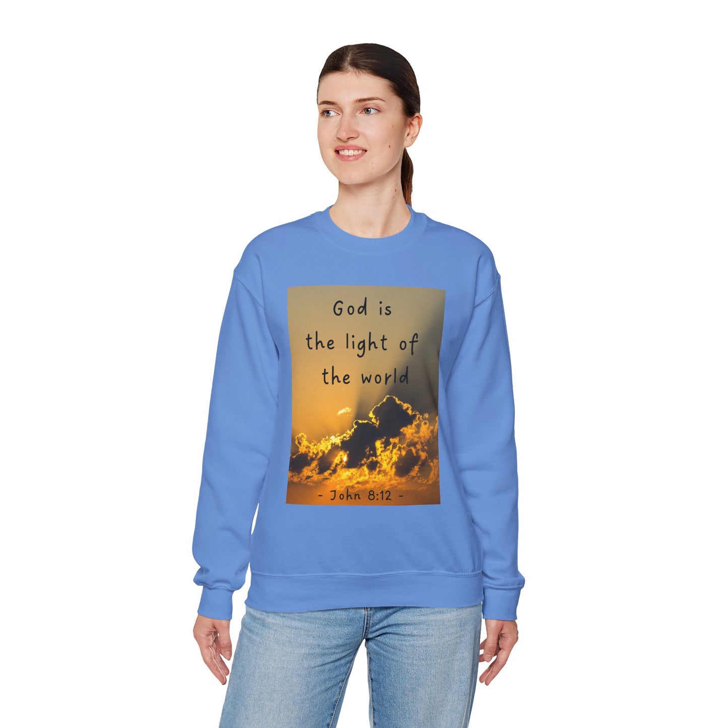 Faith & Family Unisex Heavy Blend™ Crewneck Sweatshirt - 'God is the Light of the World' & 'Best Mom Ever' Design