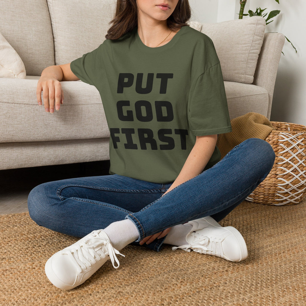 Put God First T-Shirt — Faith-Based Christian Tee (MannaJohn3:31 Back Design)