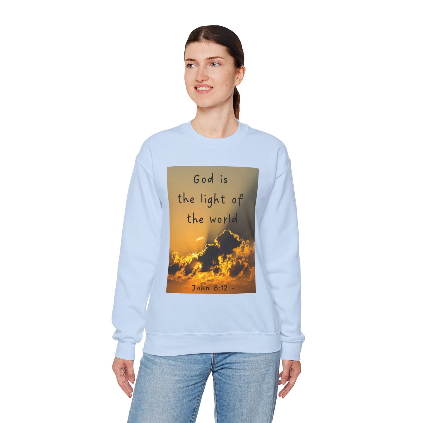 Faith & Family Unisex Heavy Blend™ Crewneck Sweatshirt - 'God is the Light of the World' & 'Best Mom Ever' Design