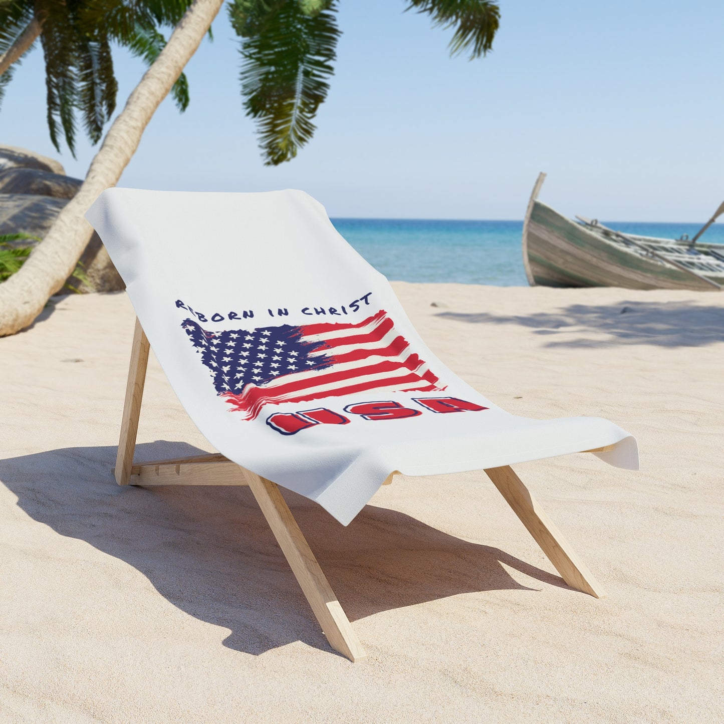 USA Reborn in Christ Beach Towel - Patriotic Beach Accessories for Summer