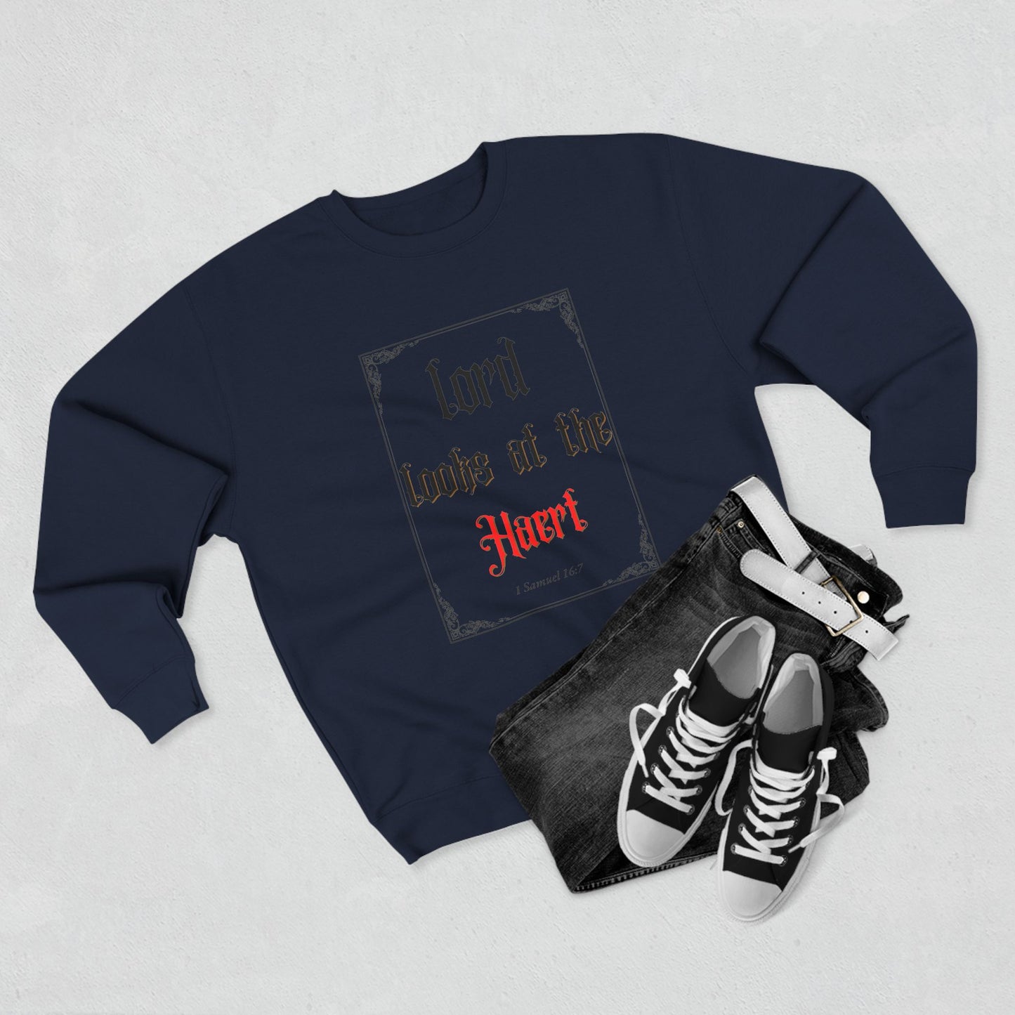 Faith-Inspired Unisex Crewneck Sweatshirt – 'Lord Looks at the Heart'