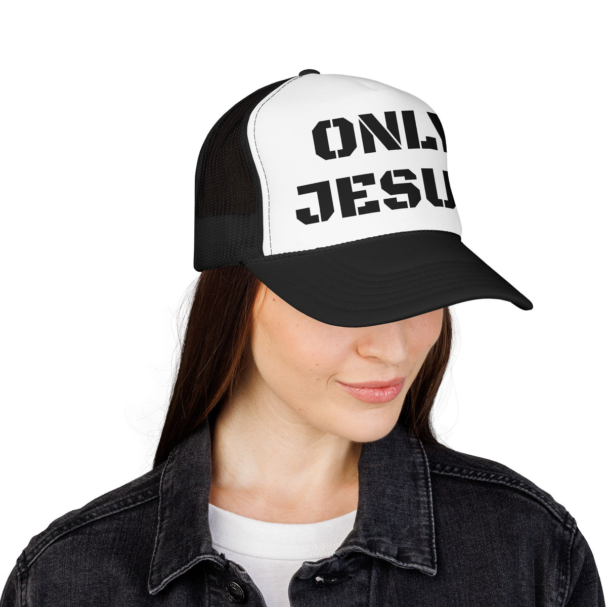 Trucker Hat — "Only Jesus" Embroidered Foam Cap