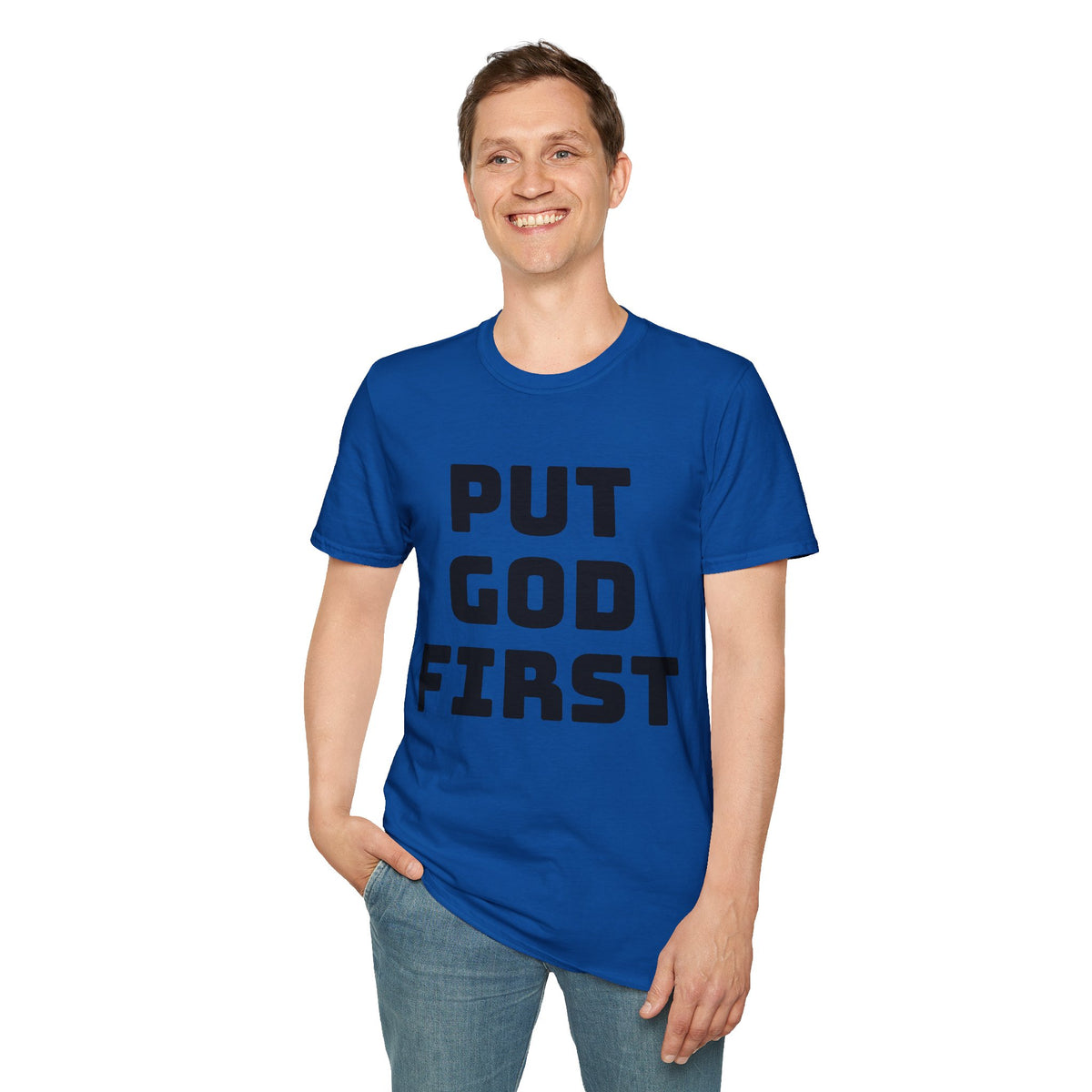 Put God First T-Shirt — Faith-Based Christian Tee (MannaJohn3:31 Back Design)