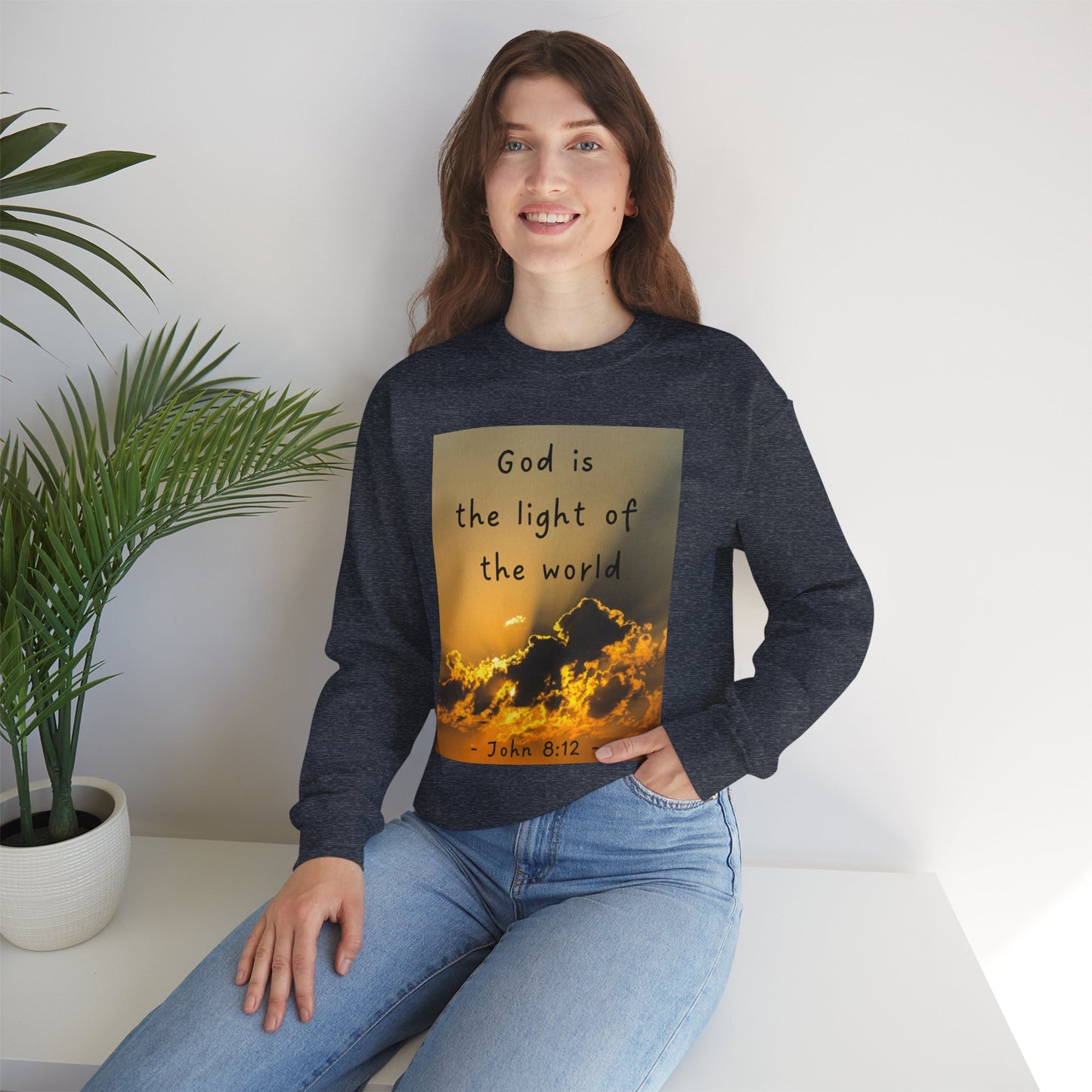 Faith & Family Unisex Heavy Blend™ Crewneck Sweatshirt - 'God is the Light of the World' & 'Best Mom Ever' Design