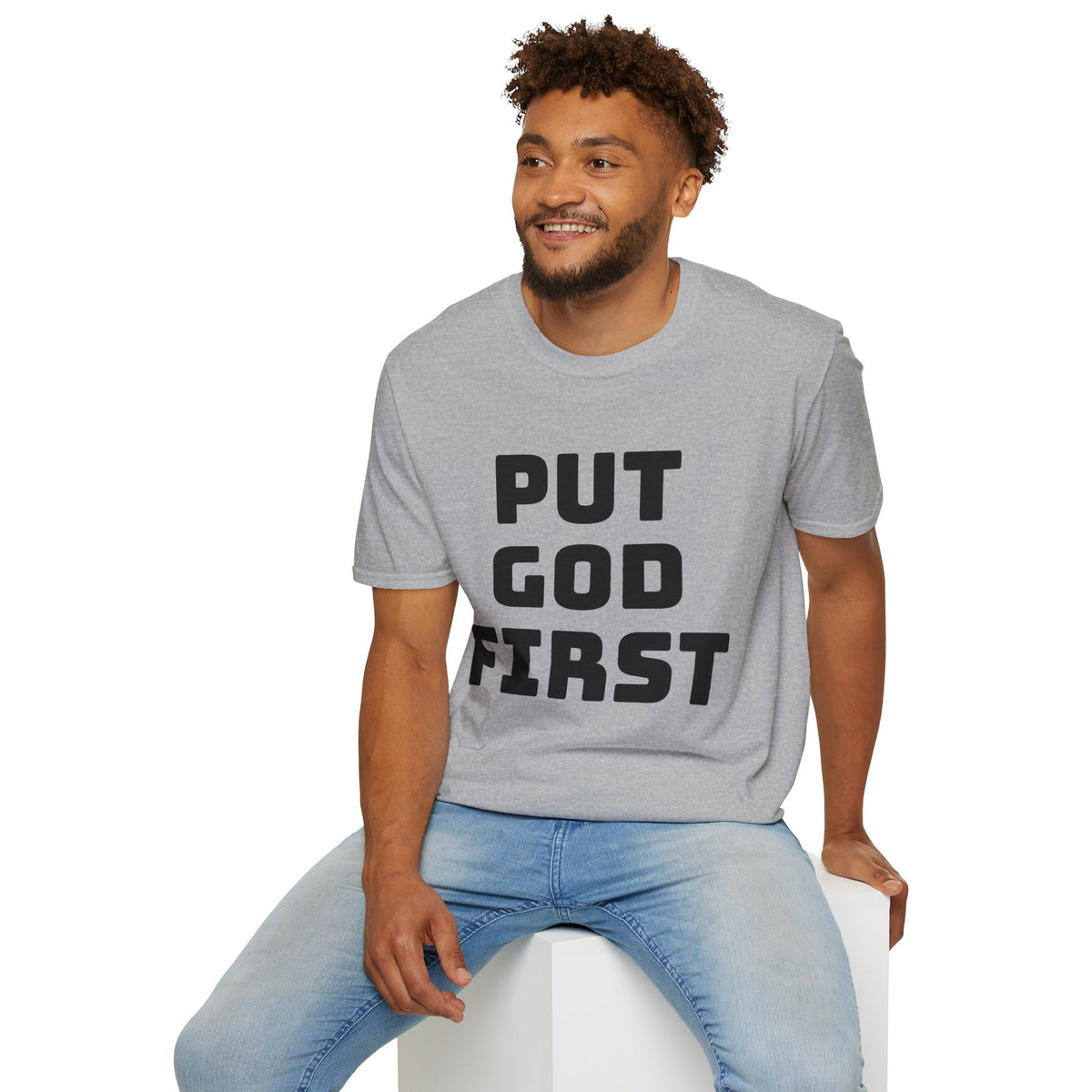Put God First T-Shirt — Faith-Based Christian Tee (MannaJohn3:31 Back Design)