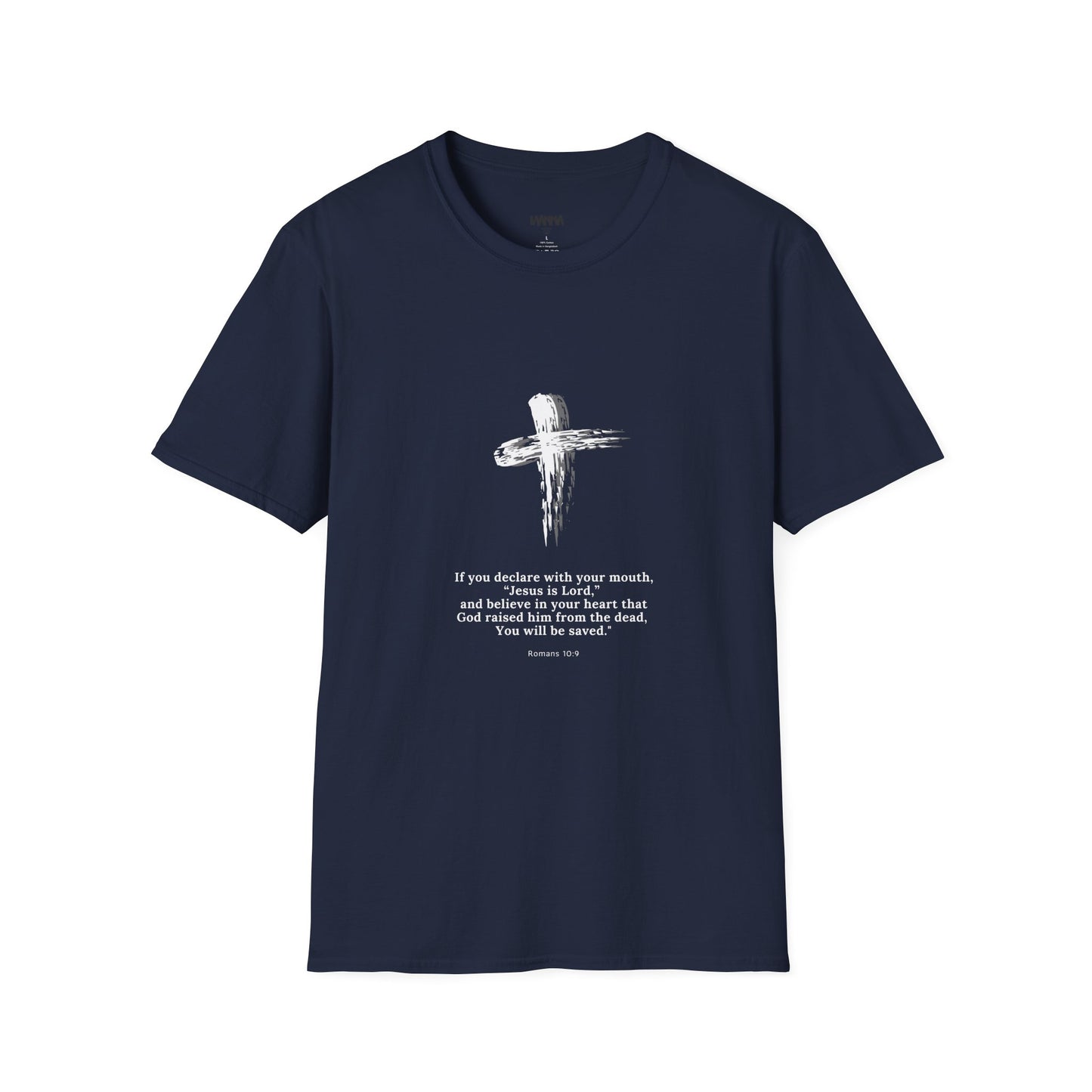 Faith-Inspired Unisex Softstyle T-Shirt - Romans 10:9 Graphic Tee