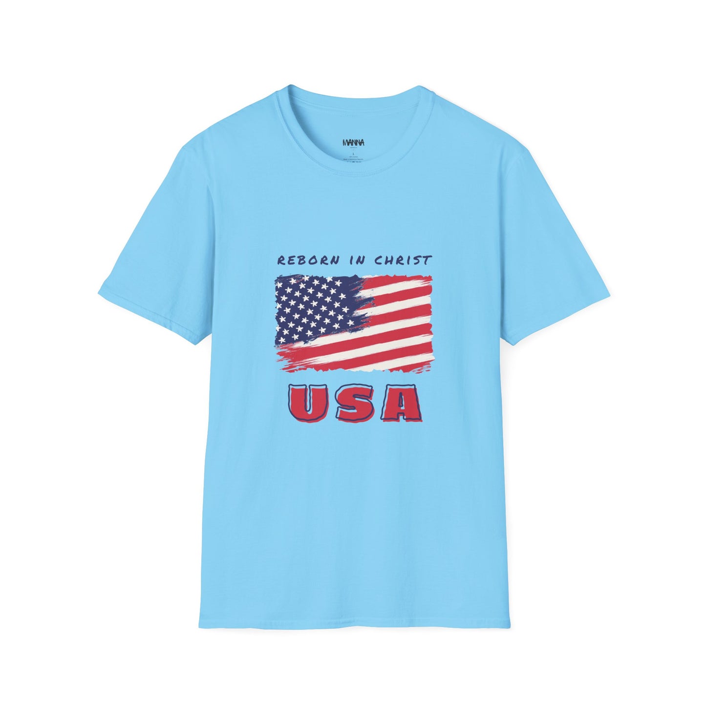 Unisex Softstyle T-Shirt - 'Reborn in Christ USA' Patriotic Graphic Tee