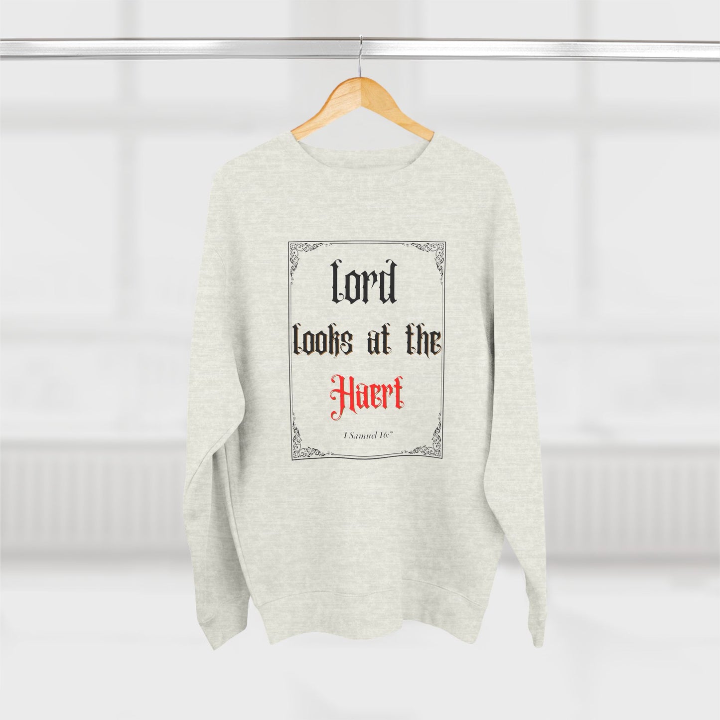 Faith-Inspired Unisex Crewneck Sweatshirt – 'Lord Looks at the Heart'