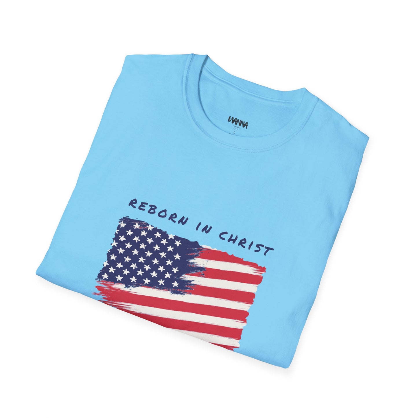 Unisex Softstyle T-Shirt - 'Reborn in Christ USA' Patriotic Graphic Tee