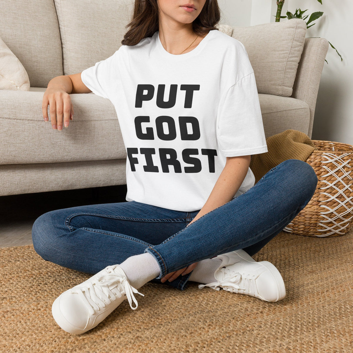 Put God First T-Shirt — Faith-Based Christian Tee (MannaJohn3:31 Back Design)