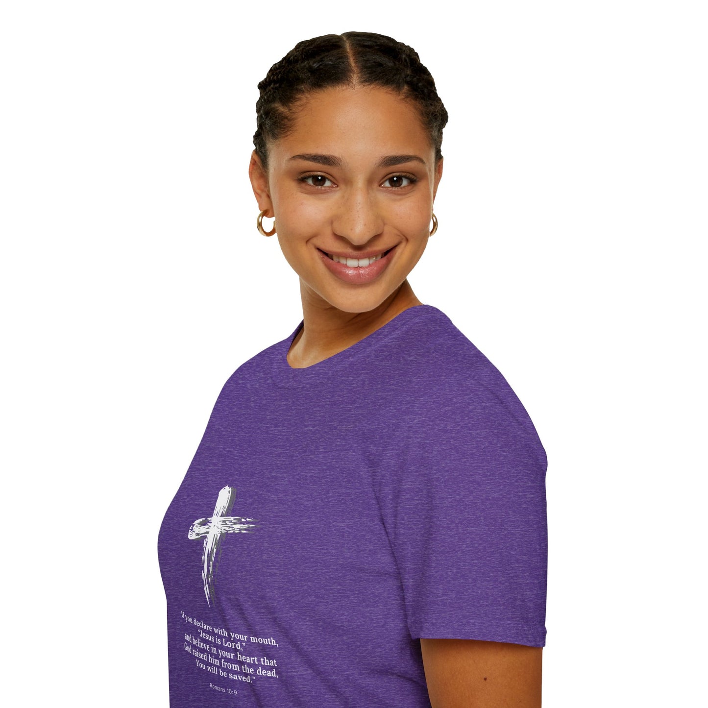 Faith-Inspired Unisex Softstyle T-Shirt - Romans 10:9 Graphic Tee