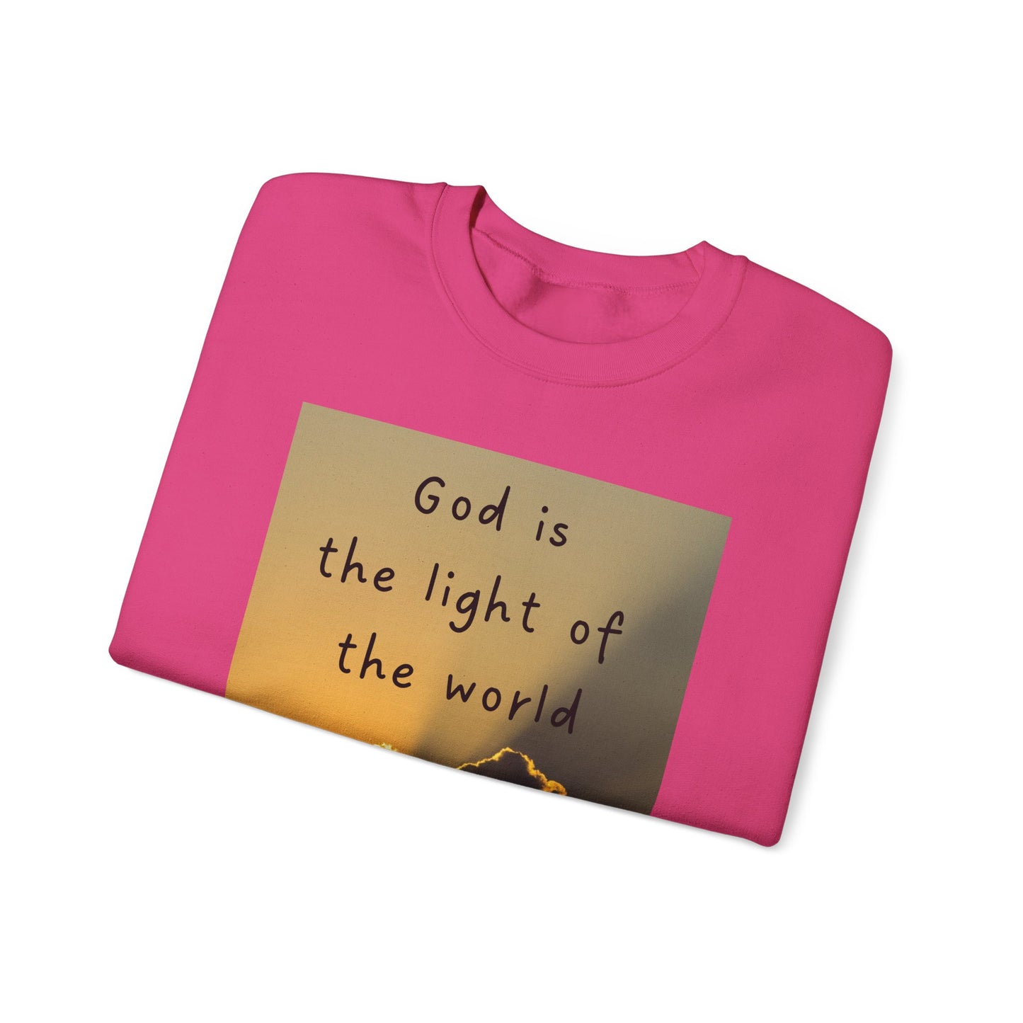 Faith & Family Unisex Heavy Blend™ Crewneck Sweatshirt - 'God is the Light of the World' & 'Best Mom Ever' Design