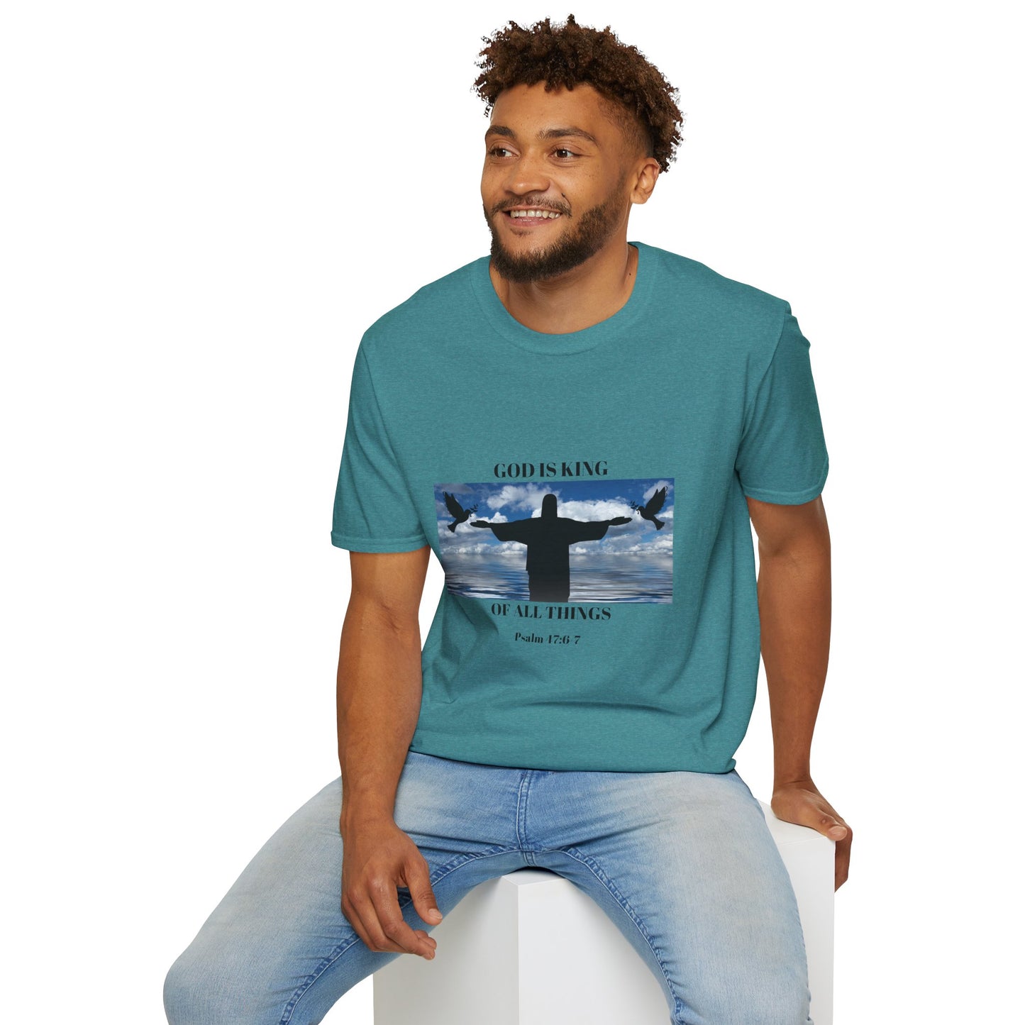 God Is King Unisex Softstyle T-Shirt | Psalm 147:5 | Faith-Inspired Apparel