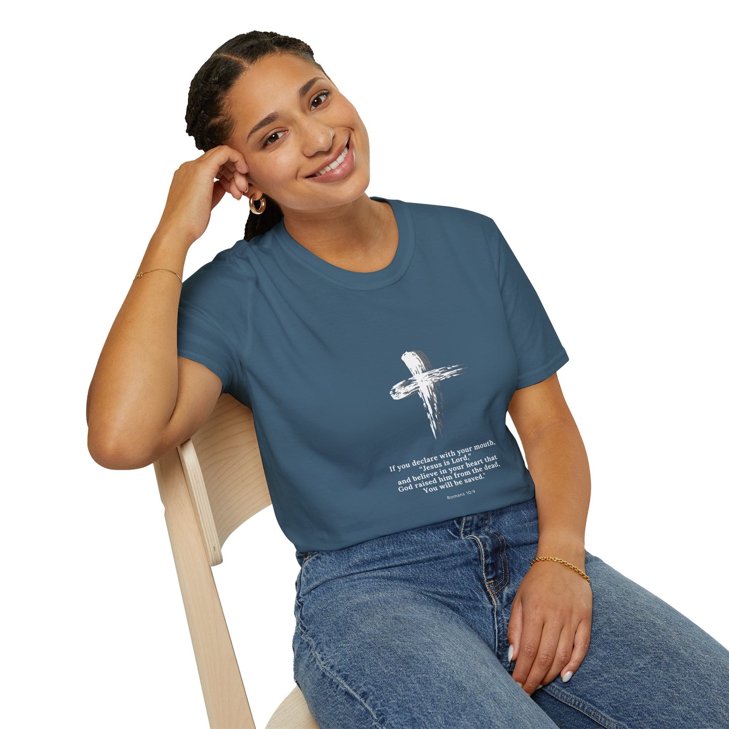 Faith-Inspired Unisex Softstyle T-Shirt - Romans 10:9 Graphic Tee