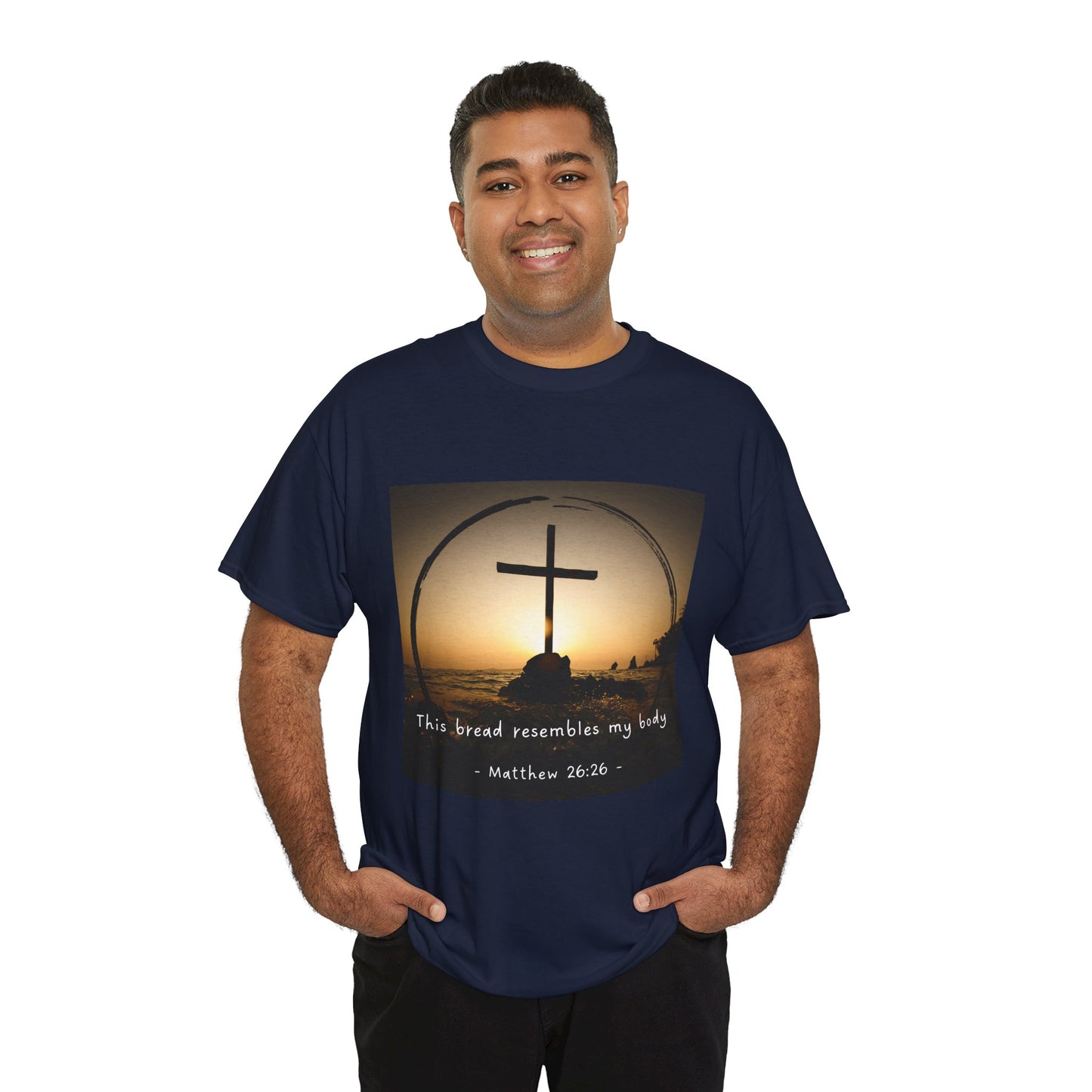 Inspirational Unisex Heavy Cotton Tee: 'This Bread Resembles My Body'