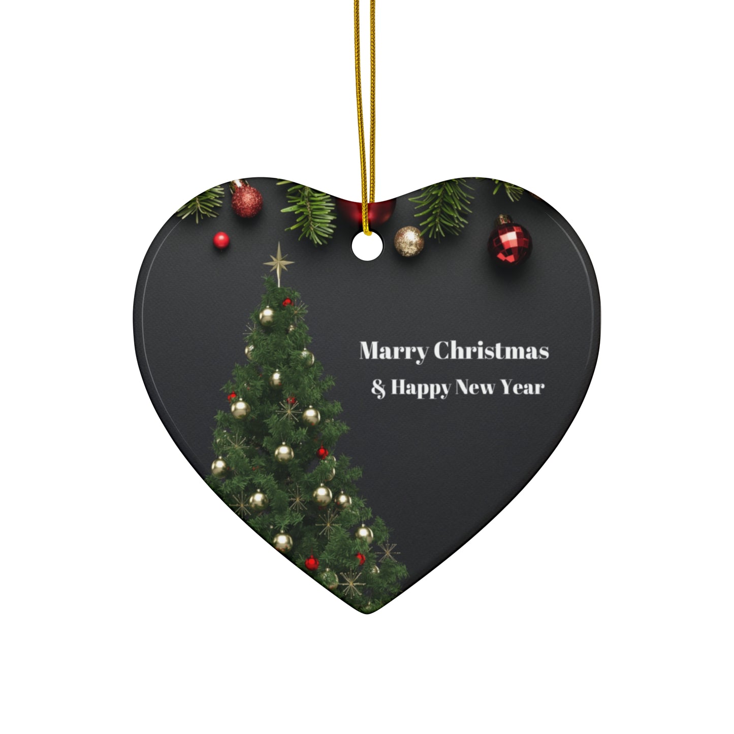 Personalized Christmas Ceramic Ornament - Celebrate with Joyful Holiday Greetings