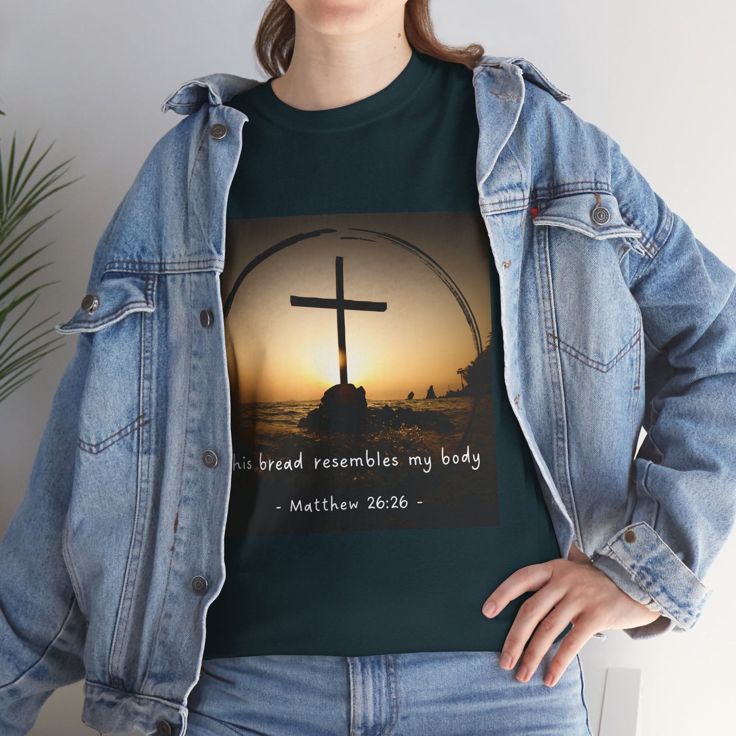 Inspirational Unisex Heavy Cotton Tee: 'This Bread Resembles My Body'