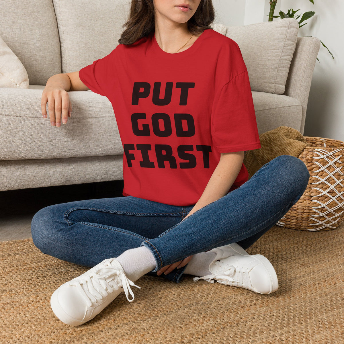 Put God First T-Shirt — Faith-Based Christian Tee (MannaJohn3:31 Back Design)