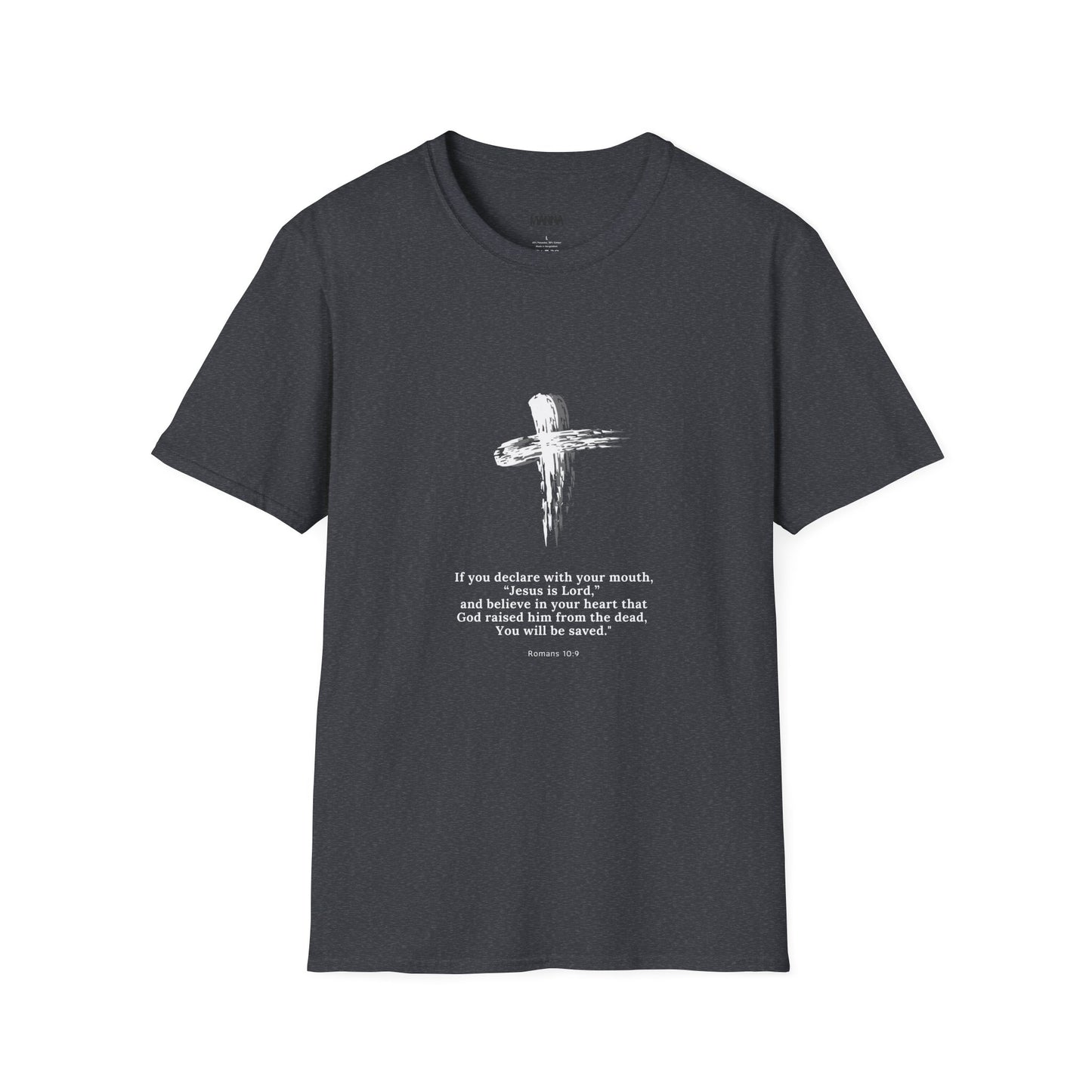 Faith-Inspired Unisex Softstyle T-Shirt - Romans 10:9 Graphic Tee